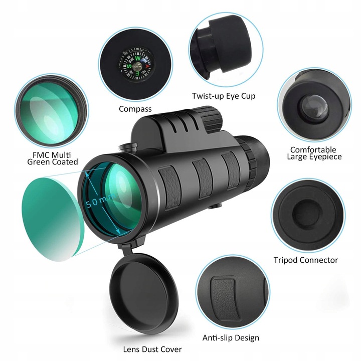 MONOKULAR LUNETA LORNETKA TELESKOP TELEFON STATYW Kod producenta OBIEKTYW KOMPAS E087