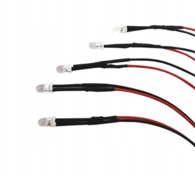 

Dioda Led 5mm 12V DC biała clear przewód 20cm