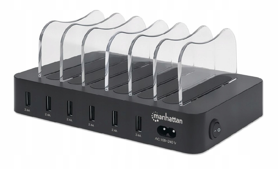 Manhattan Ładowarka Stacja Zasilająca Ładująca 6x Usb-a 5V 2.4A 50W