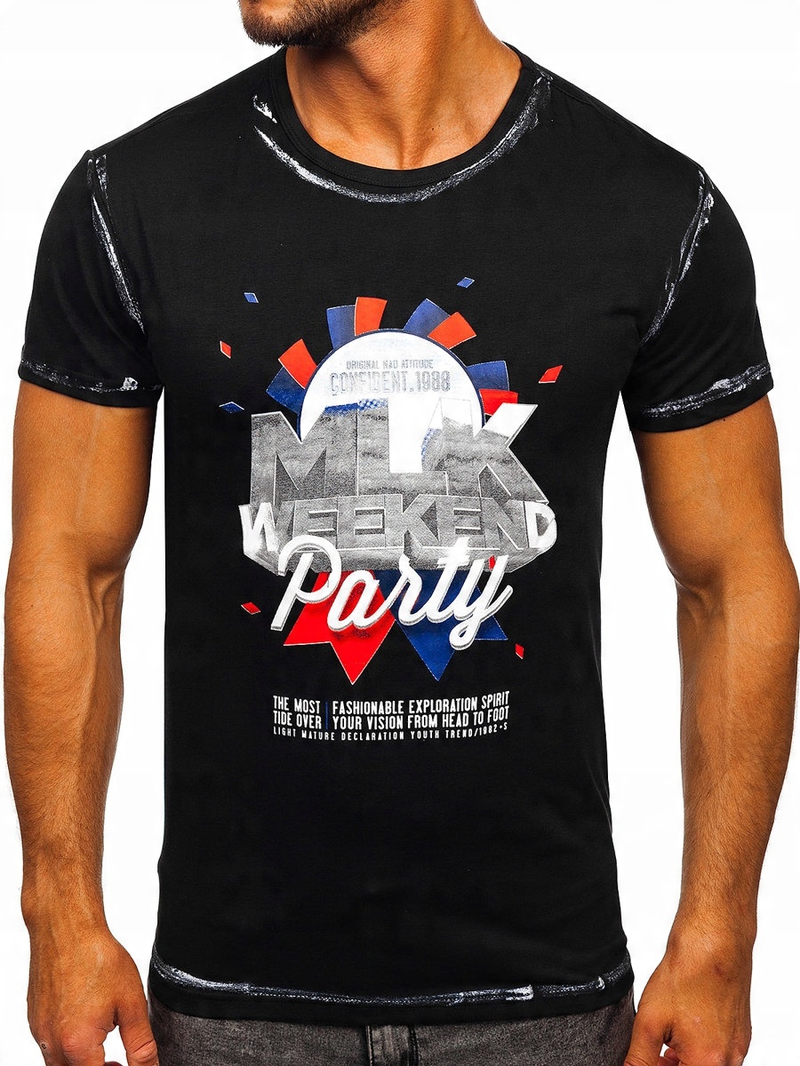 

T-shirt Męski Koszulka Czarna S028 Denley_xl