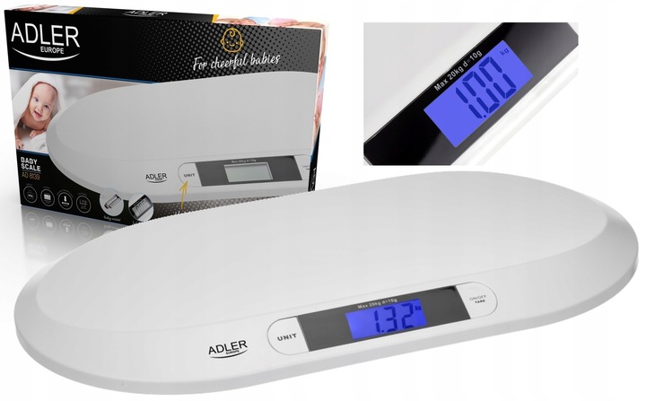 Waga dla Niemowląt Ad 8139 Dokładna 20kg z Funkcją Unit i Tarowaniem