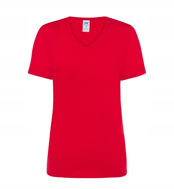 

Bawełniana V-neck Koszulka damska Jhk Czerwona L