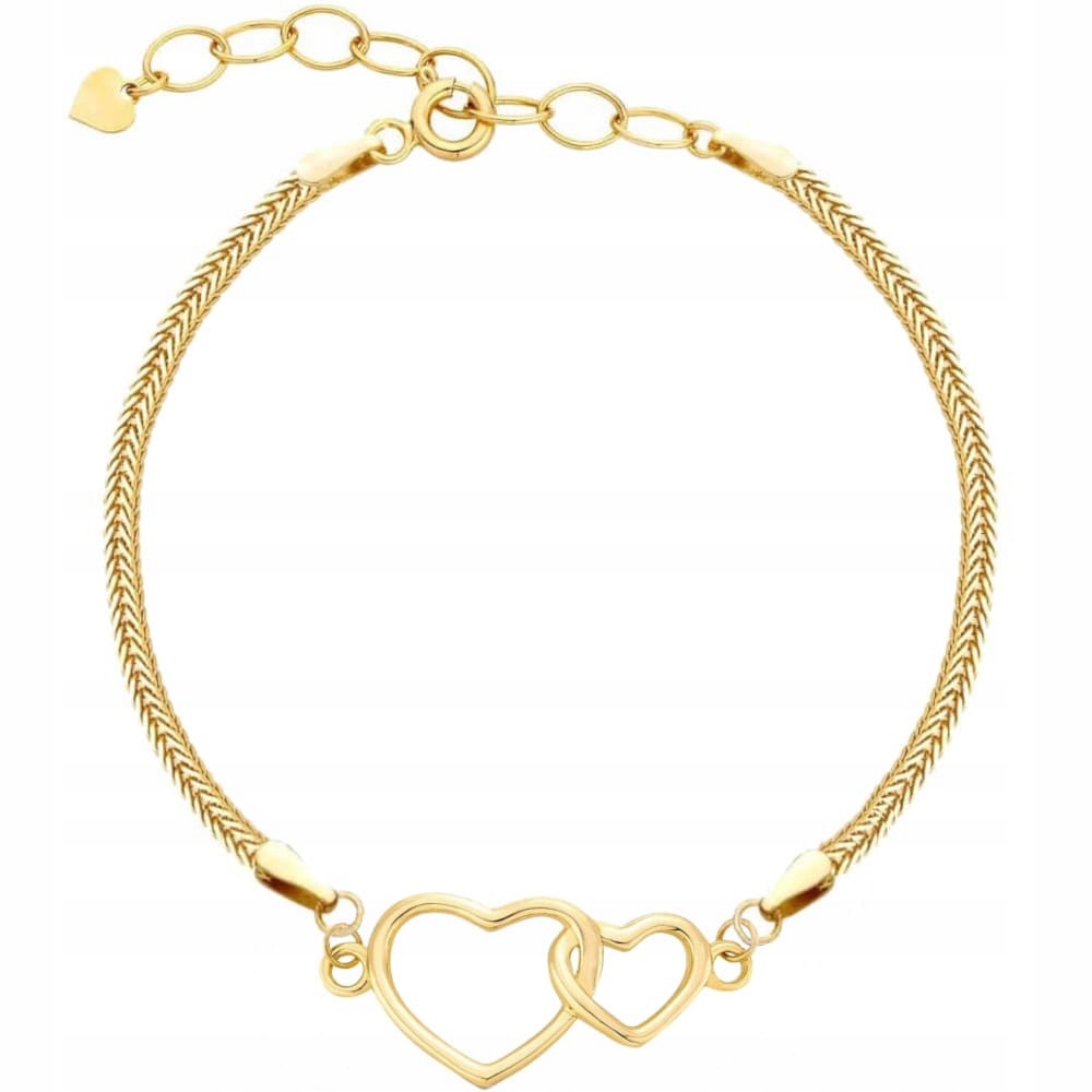 

Złota bransoletka Dwa Serca Srebro 925