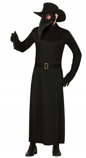 Kostým Strašidelný Černý Doktor Plaga Maska Převlek Kostým Halloween XL