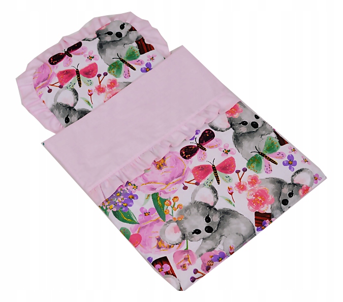 POŚCIEL DO WÓZKA DLA LALEK BAWEŁNA KOŁDERKA PODUSIA DO ŁÓŻECZKA FALBANKI