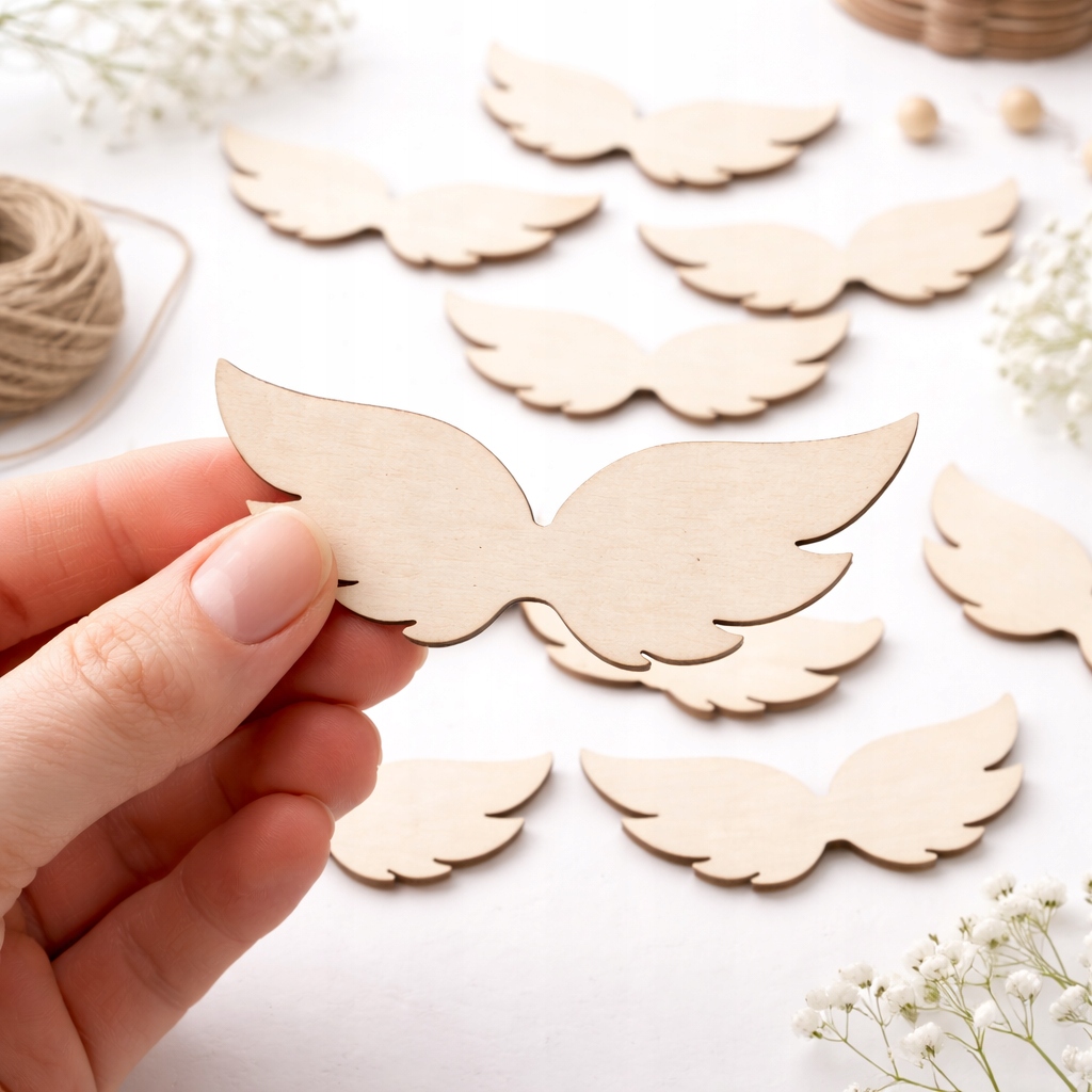 Dřevěná křídla 6x4 cm 100 ks základna pro andílky, Diy A23
