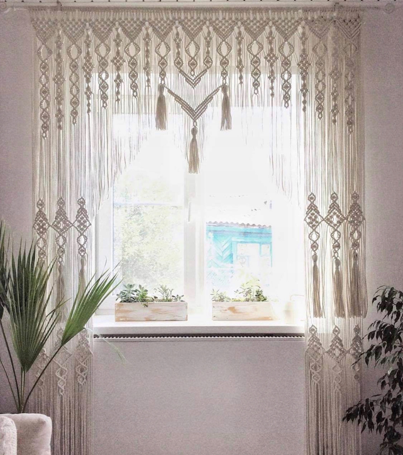 Makramová záclona so šnúrkou 150 cm x 220 cm