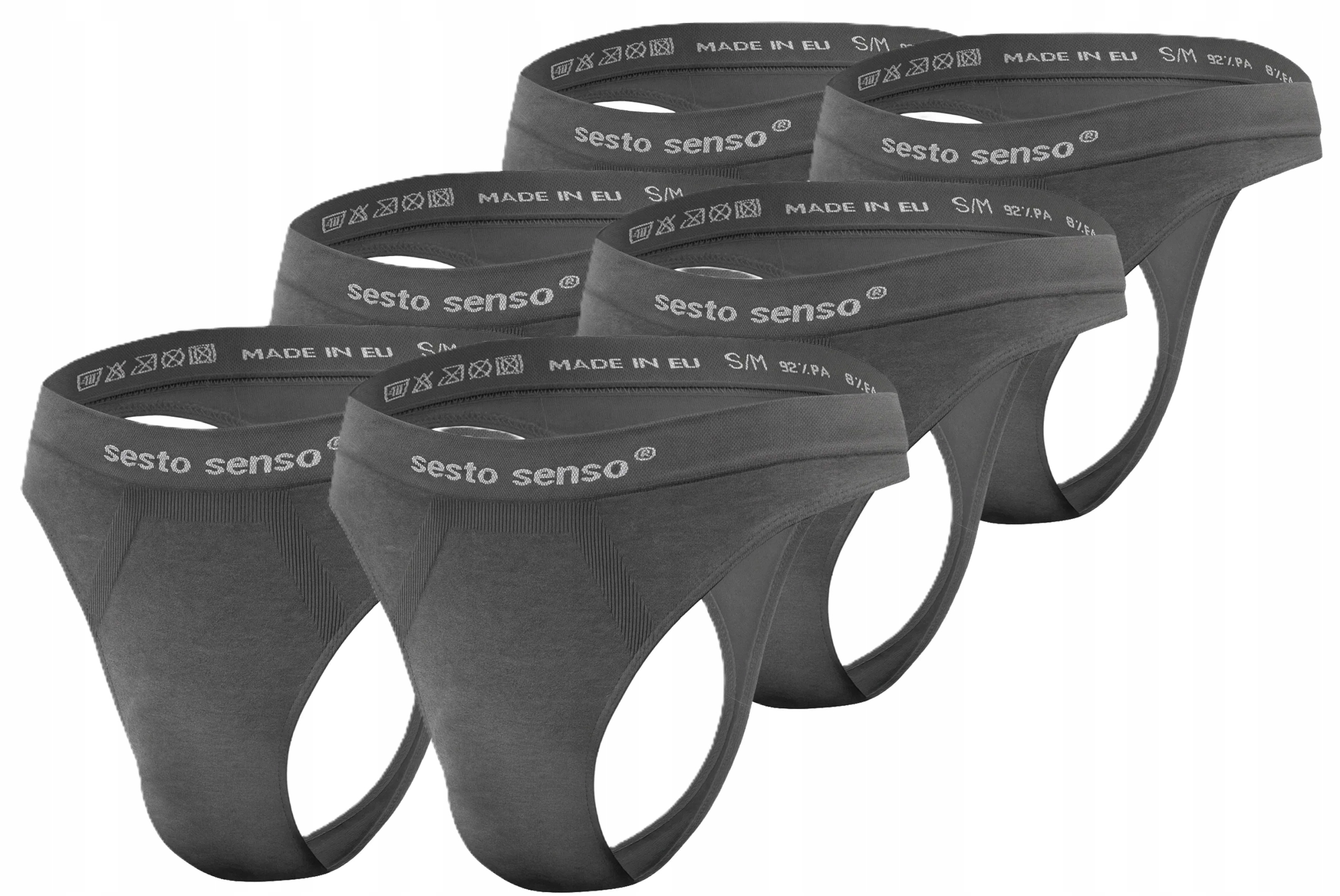 Sesto Senso 6-PAK Tanga pánské bezešvé CL13 přiléhavé Grafit L/XL