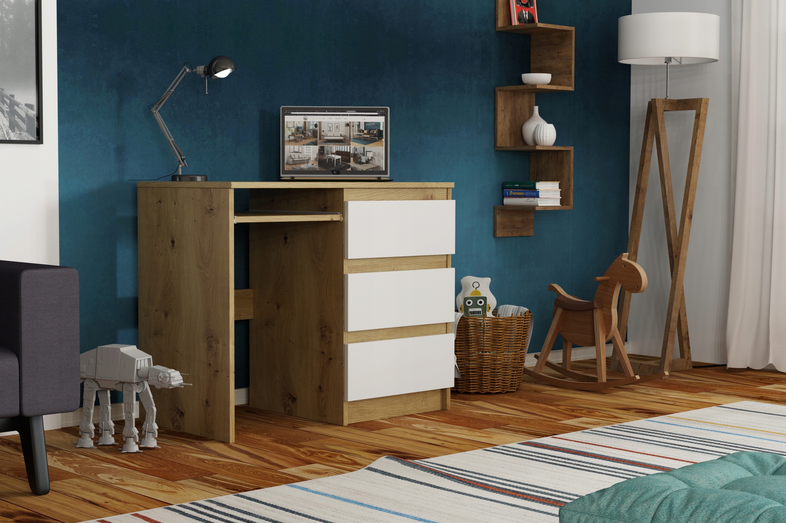 Psací stůl Angulo 90x50 cm do pokoje kanceláře pod Počítač Dub artisan