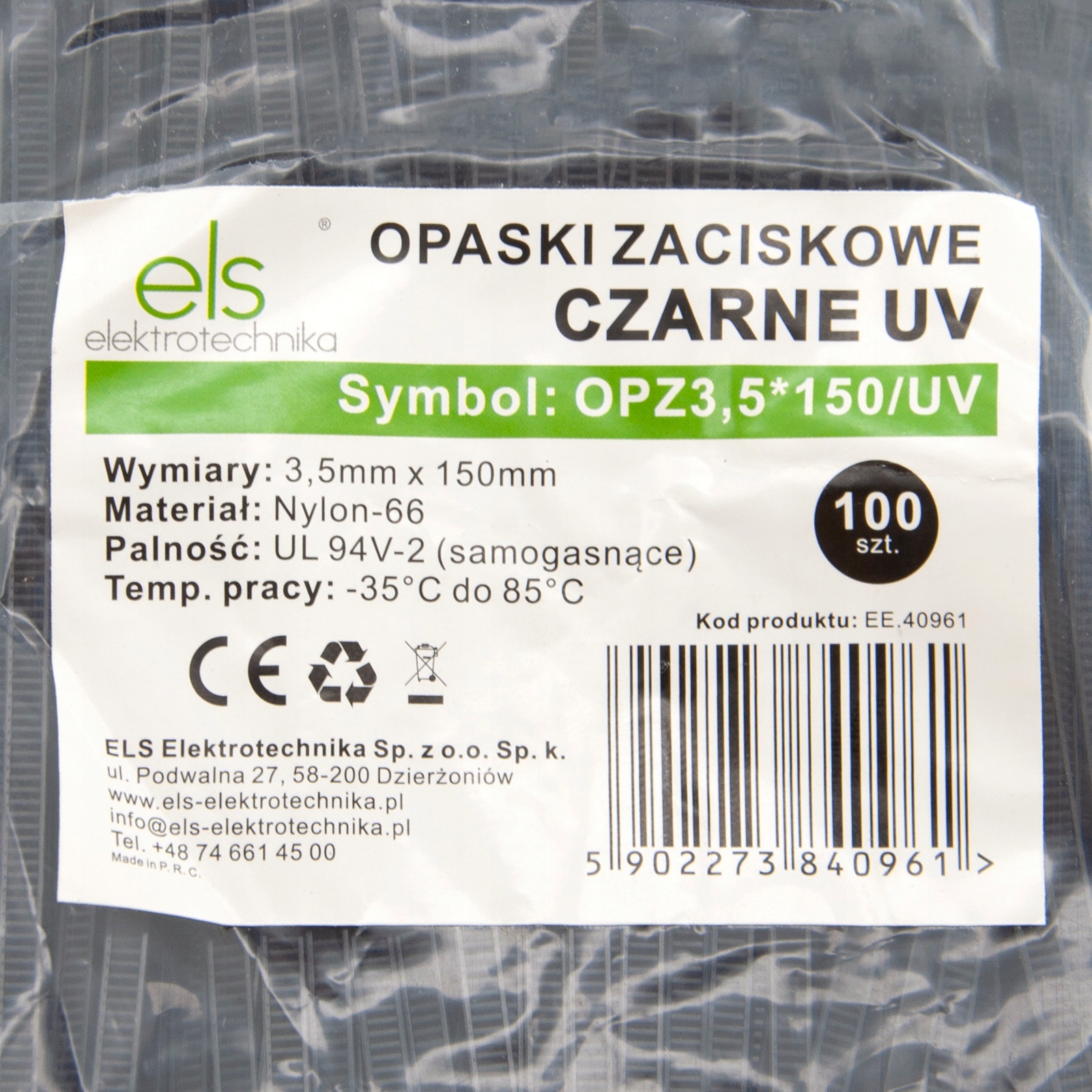 DŁUGIE OPASKI ZACISKOWE TRYTYTKA TRYTKA 3,5X150mm Długość 150 mm