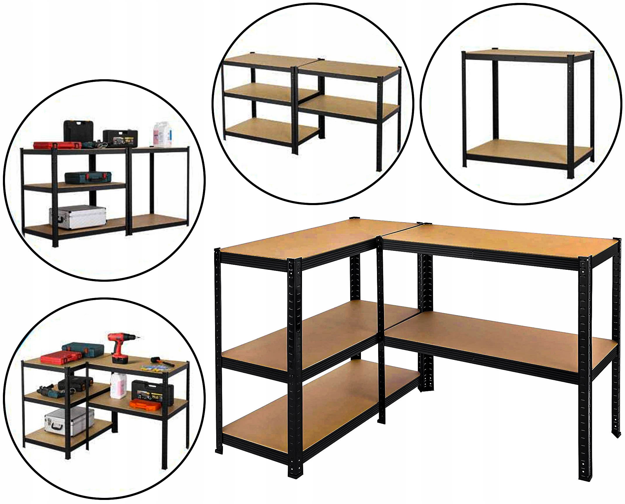 REGAŁ MAGAZYNOWY GARAŻOWY BIUROWY MOCNY METALOWY DO PIWNICY SPIŻARNI Głębokość produktu 30 cm