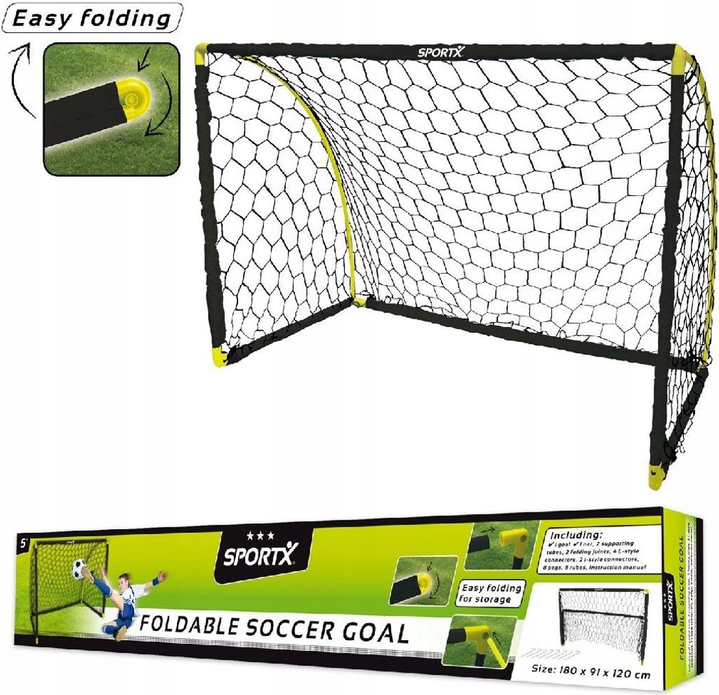 Bramka piłkarska przenośna 120 x 180 x 91 cm