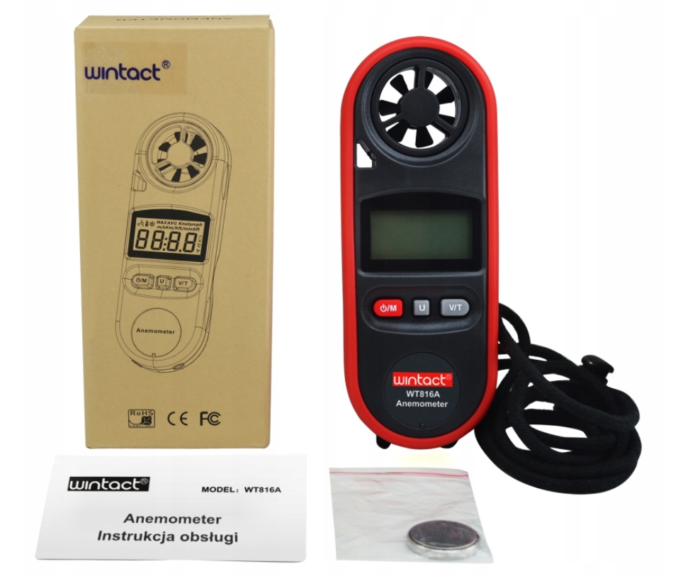 ANEMOMETR WIATROMIERZ MIERNIK WIATRU TEMPERATURY WODOSZCZELNY IP67