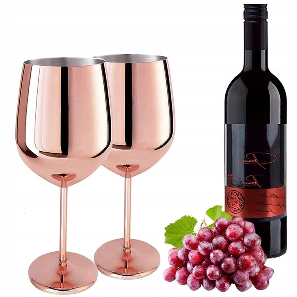 Sada na víno Ginu kelímků ocelová 2ks 500ml Růžové zlato Dárek