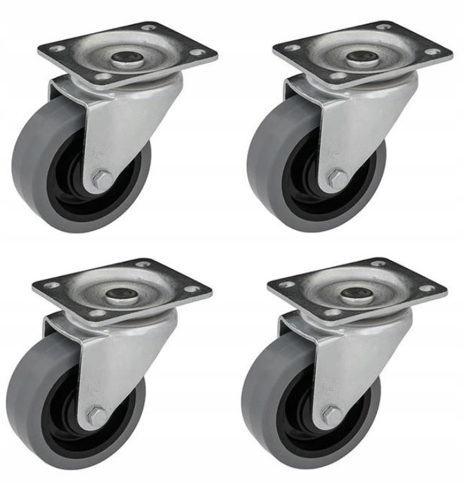 Sada 125 mm 4 ks guma koleso Silné 700 Kg guličkové