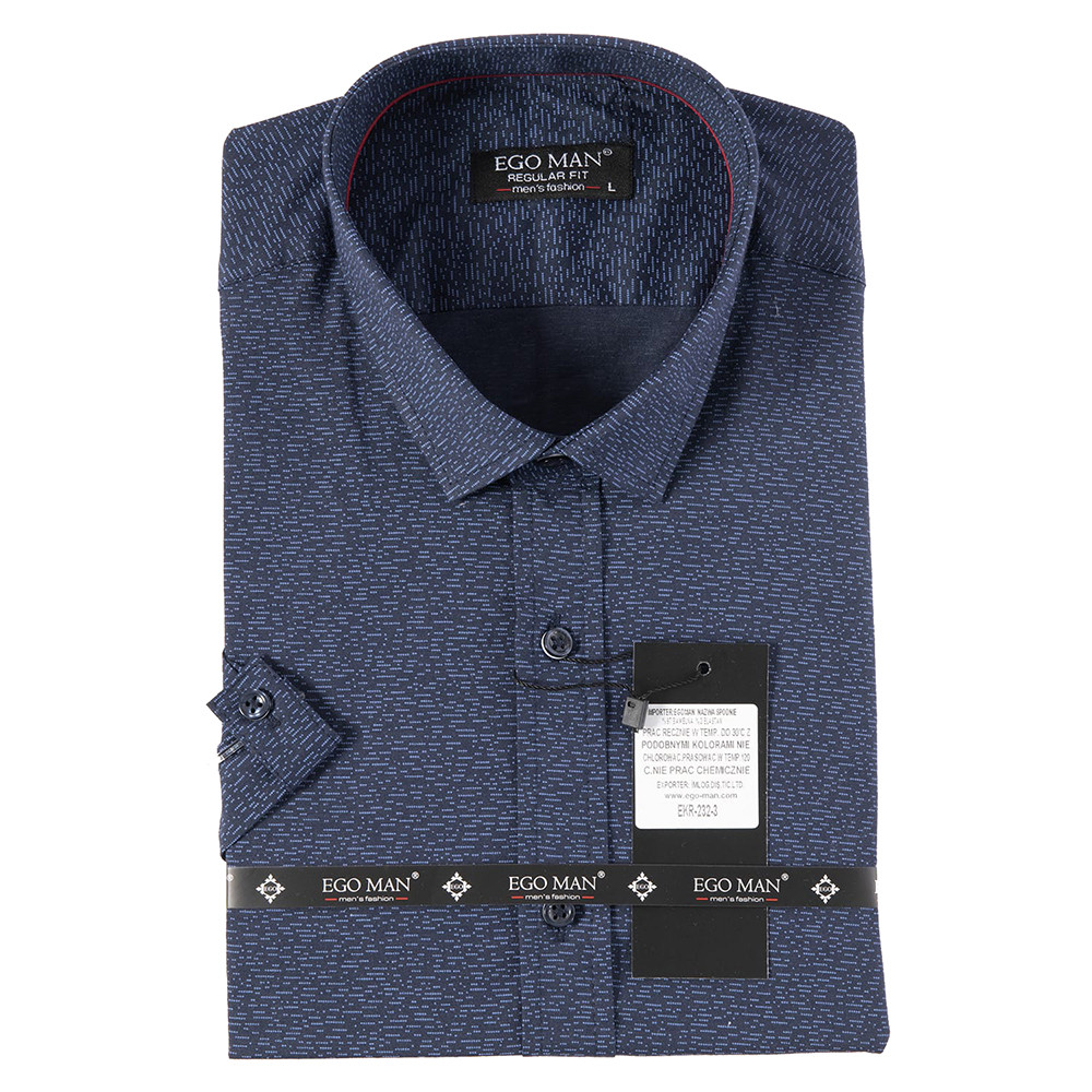 Ego Man košile pánská EKR-232-3 regular fit krátký rukáv M tmavě modrá