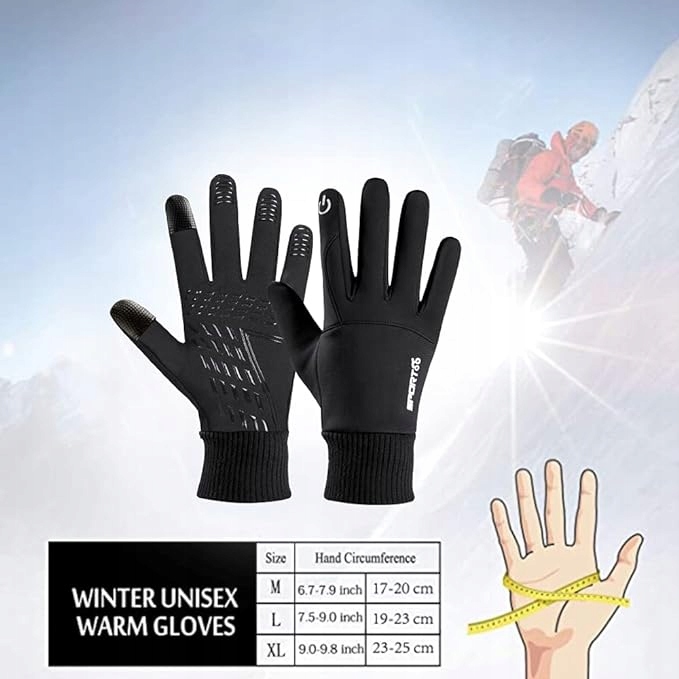 RĘKAWICZKI ZIMOWE UNISEX ANTYPOŚLIZGOWE DOTYK LCD CIEPŁE DZIANINA R. XL Materiał dominujący poliester