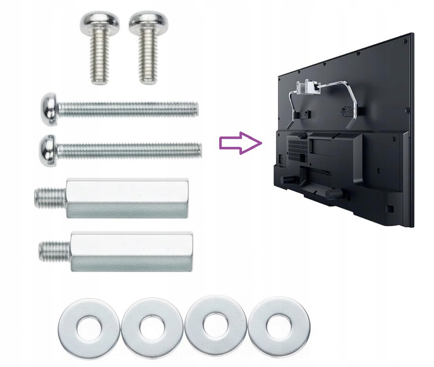 Sada distančních šroubů a adaptérů pro montáž držáku na Tv KDL-55W809C