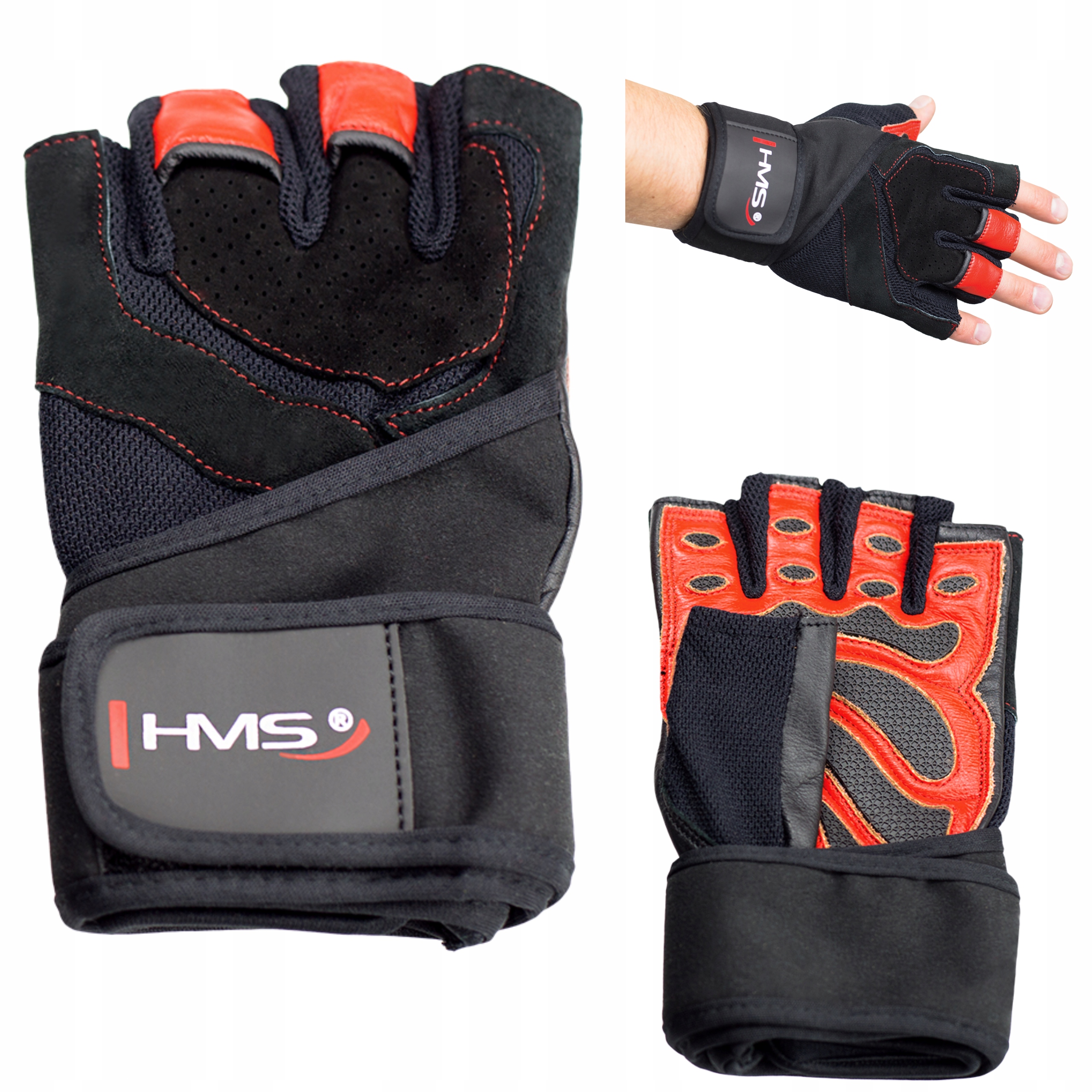 Rękawice Treningowe XXL Z Mocnym Ściągaczem Black Red Hms