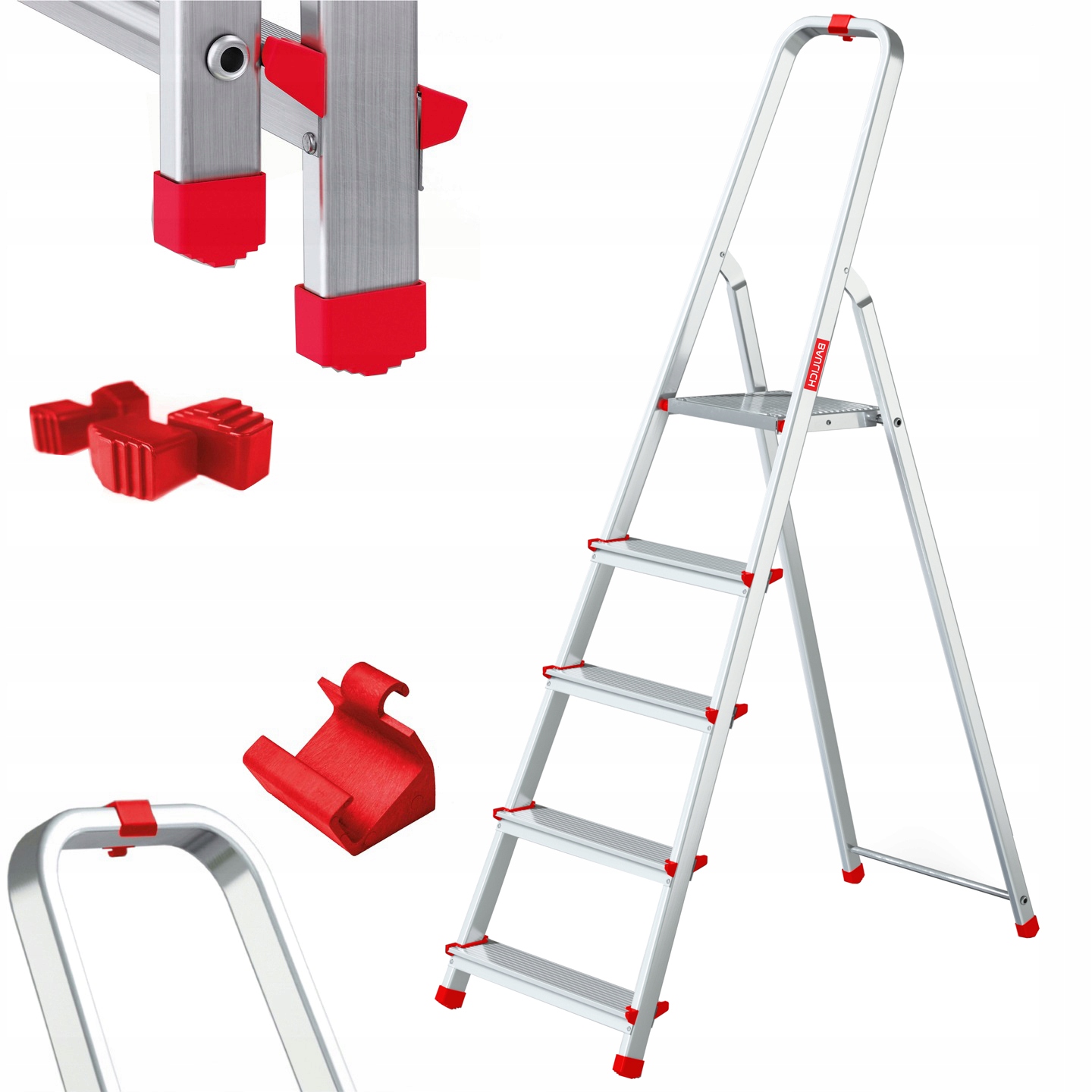 Žebřík s 5 stupni, skládací Baulich, hák a patky Bonus!