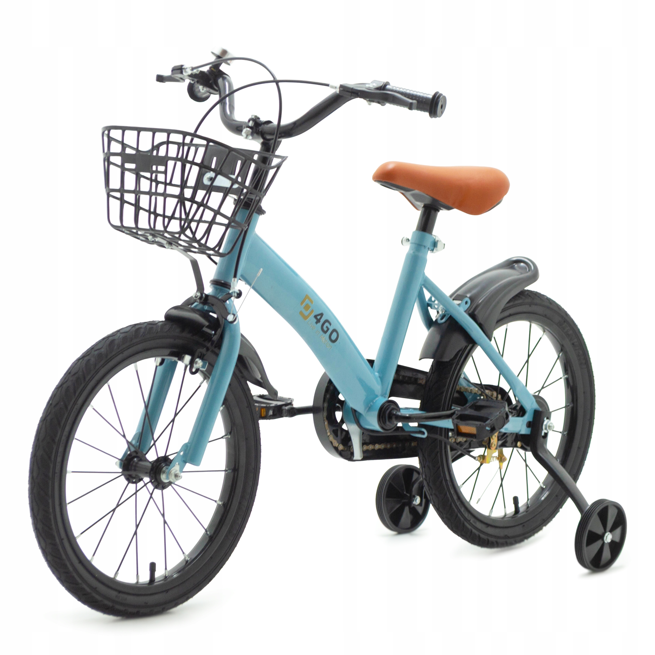 Rowerek Dziecięcy 12 Cali Dla Dzieci Z Kółkami Bocznymi Koszyk Niebieski