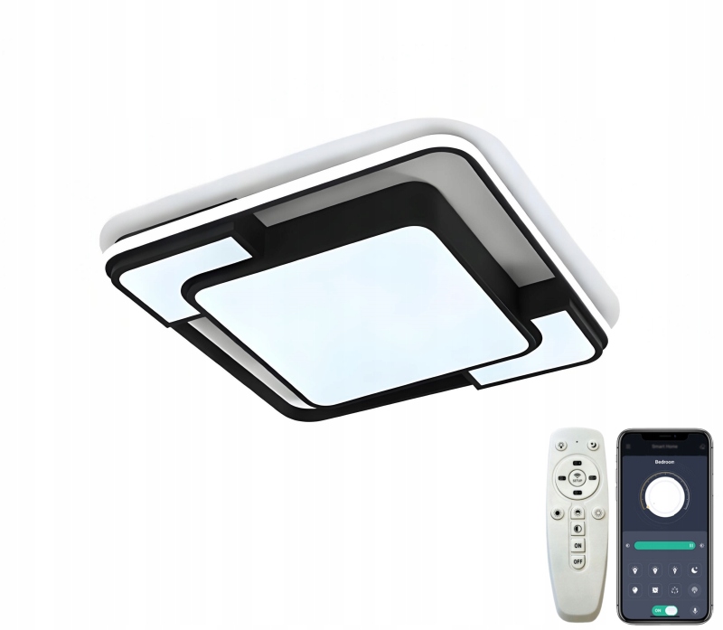 Stmievateľná Stropná Led Lampa Stropné Svietidlo Čierny Štvorec Diaľkový Ovládač Do Obývačky