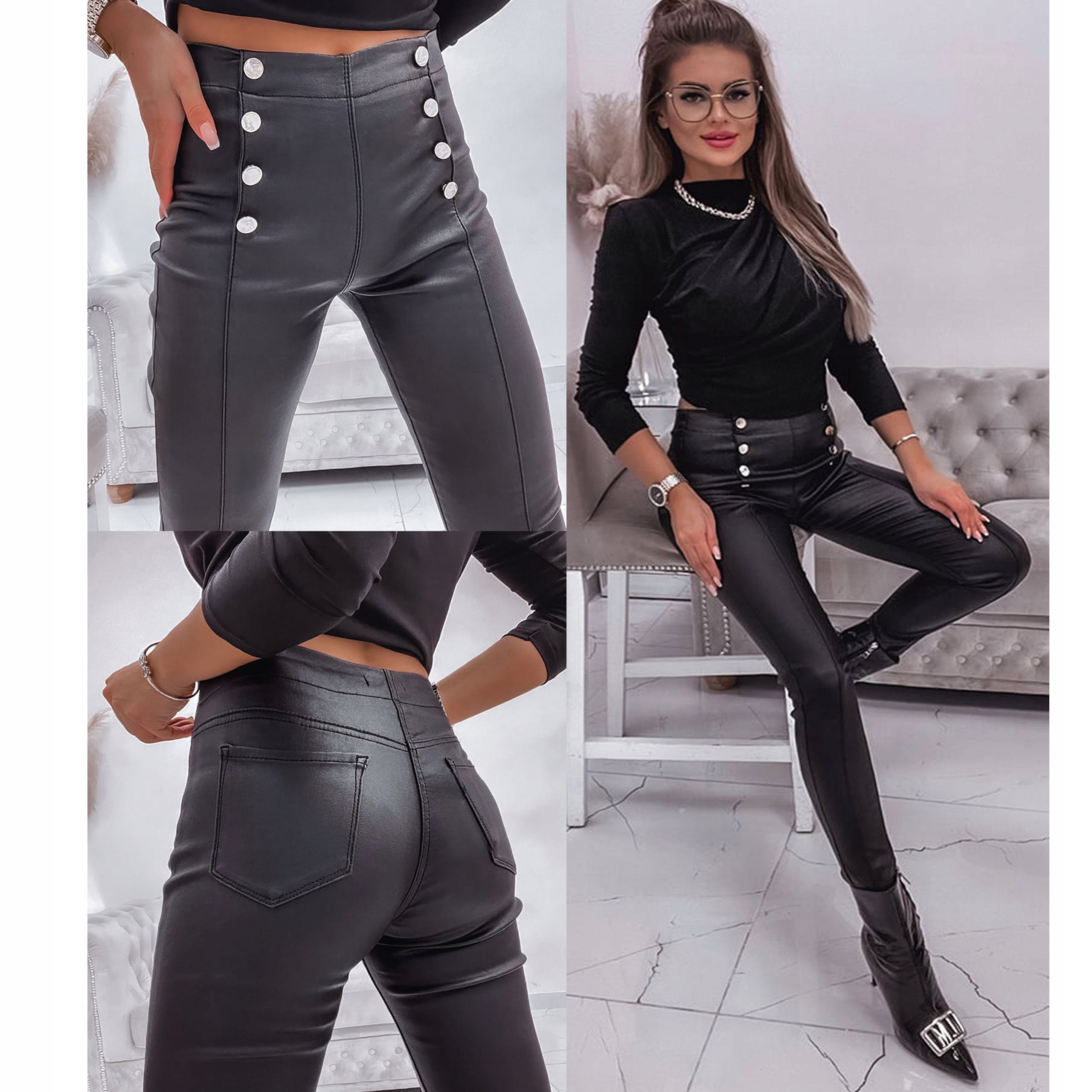 Msara Śliczne rurki M.sara woskowane wysoki stan skórzane FB104C