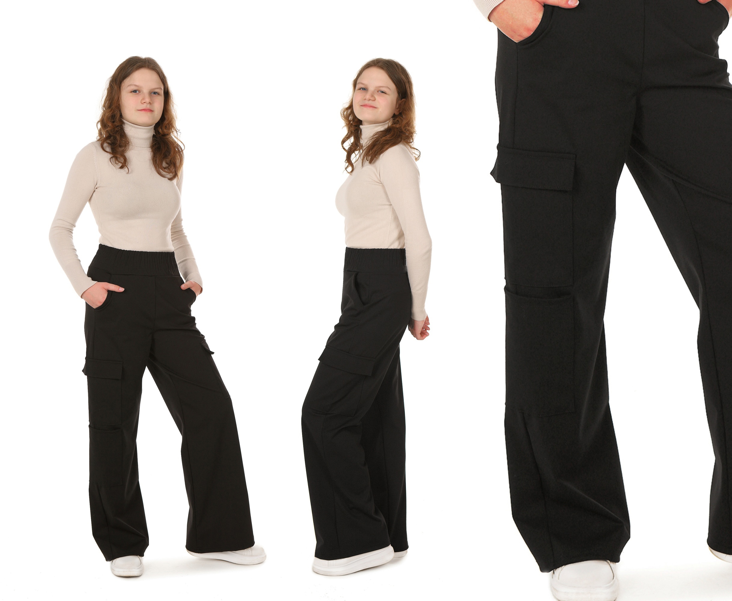 Spodnie BOJÓWKI WIDE LEG Szerokie r.152/XS Prod.PL Wiek dziecka 10 lat +