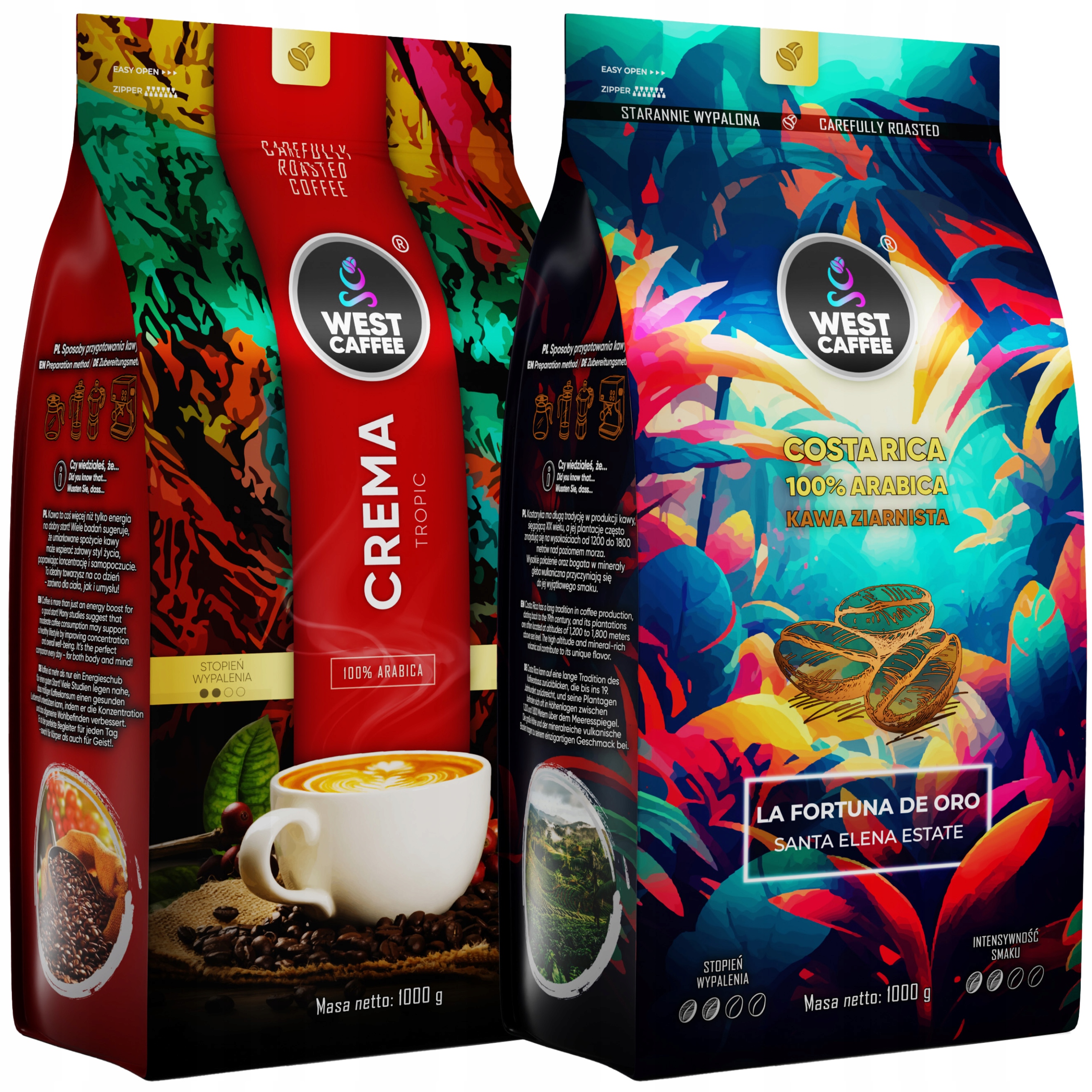 Levně Káva Zrnková Crema Kostarika Set 2KG 100% Arabica Čerstvě pražená