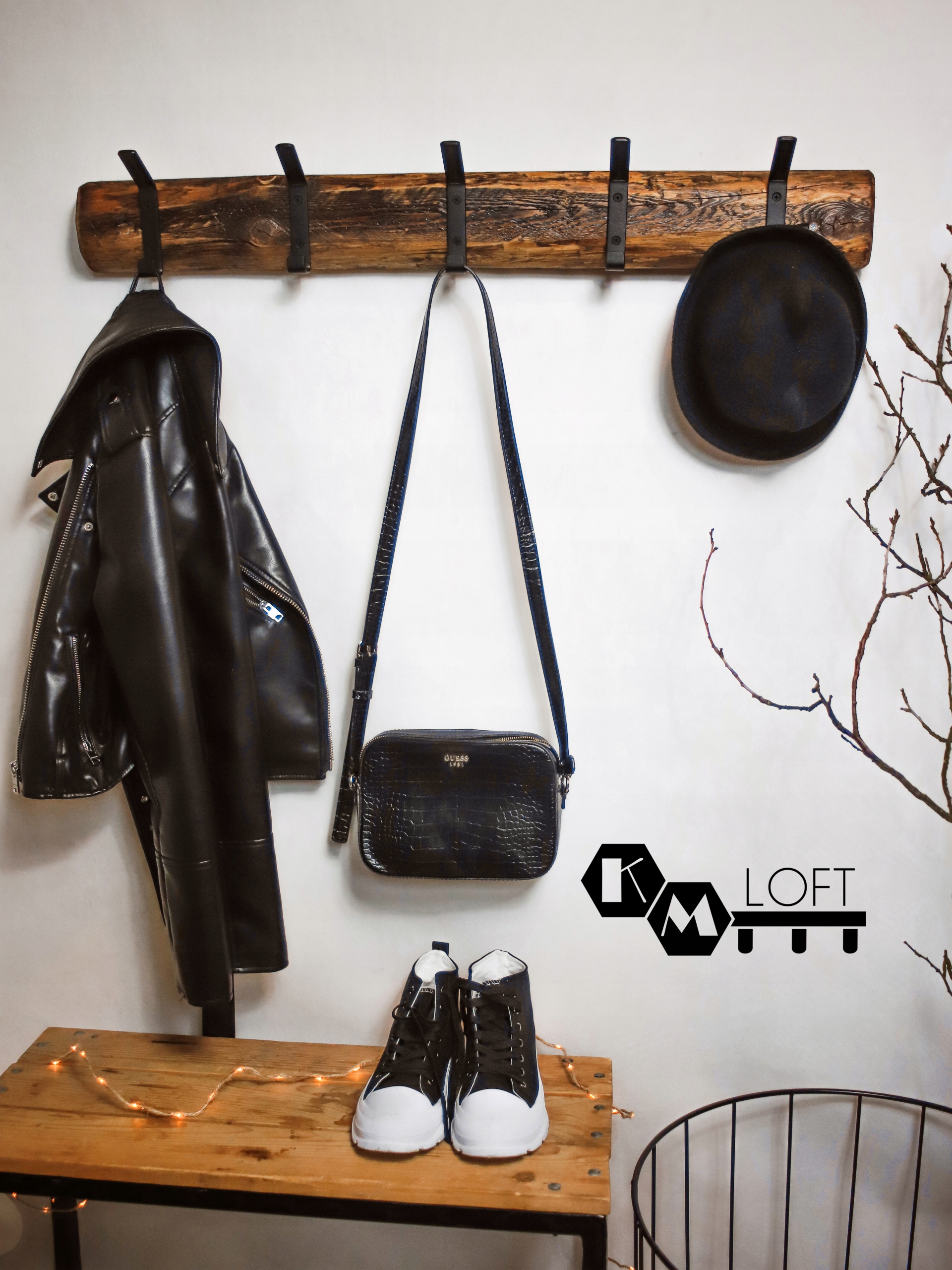 

Wieszak Na Ścianę Stare Drewno Loft Industrialny