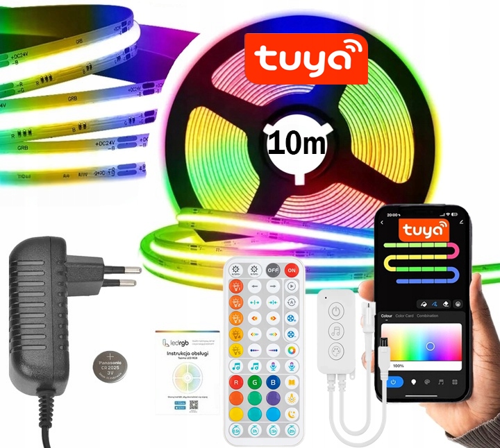 Led Páska 10 m (1x10) Cob Neon Rgbic 576/m Wifi Tuya Aplikace Dálkový Ovladač Set