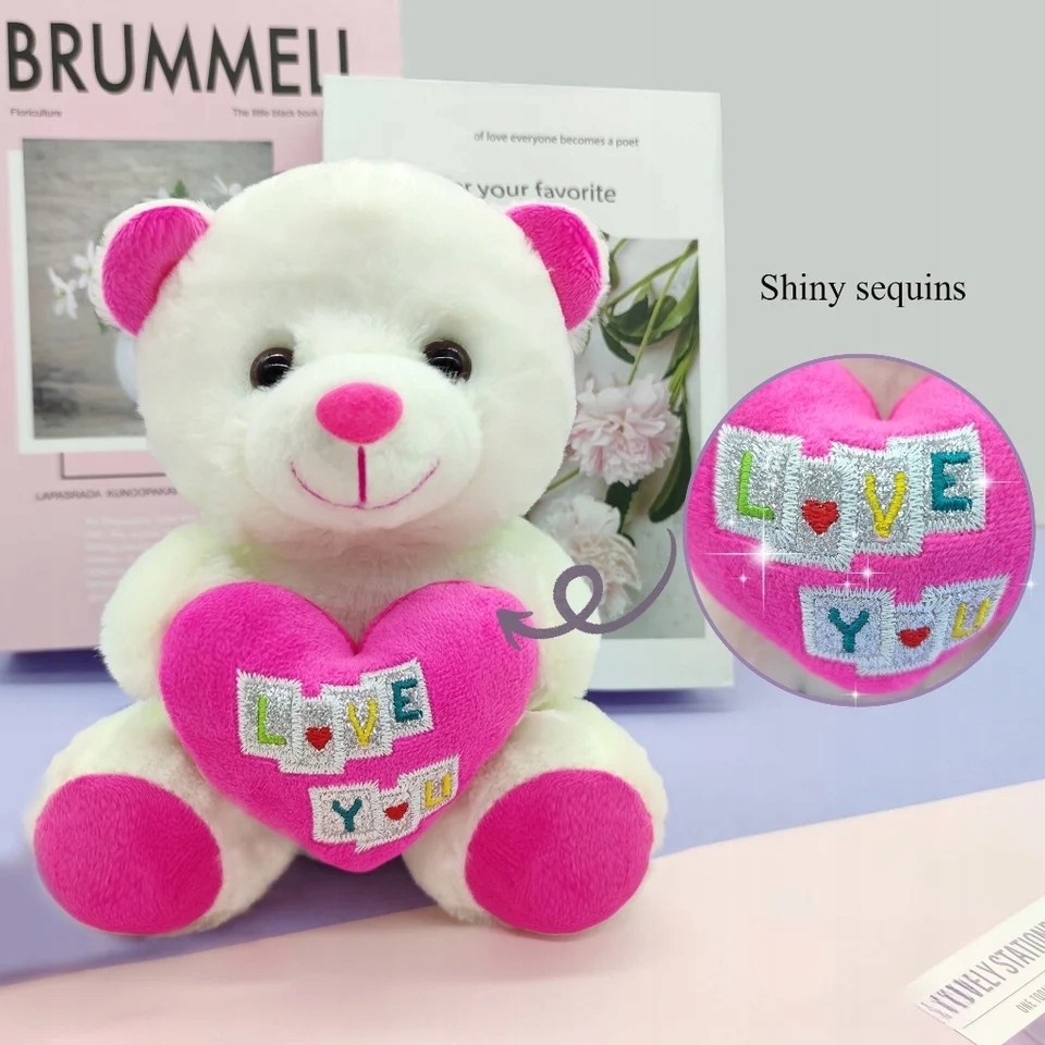 MIŚ PLUSZOWY MASKOTKA Z SERCEM I LOVE YOU 20 CM