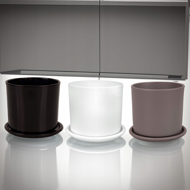 CERAMICZNA DONICZKA Z PODSTAWKĄ 17cm BIAŁA Marka Griebling