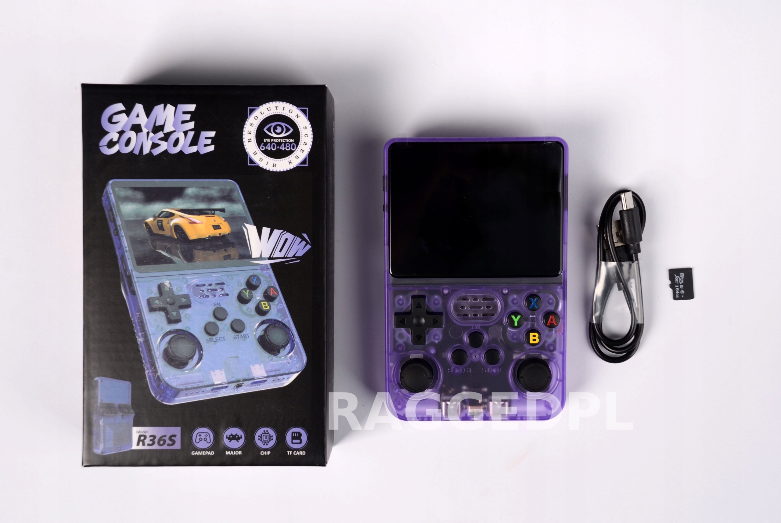 H8100 ArkOS 2.0 R36S konsola do gier retro 20000 gry fioletowa PL 64GB