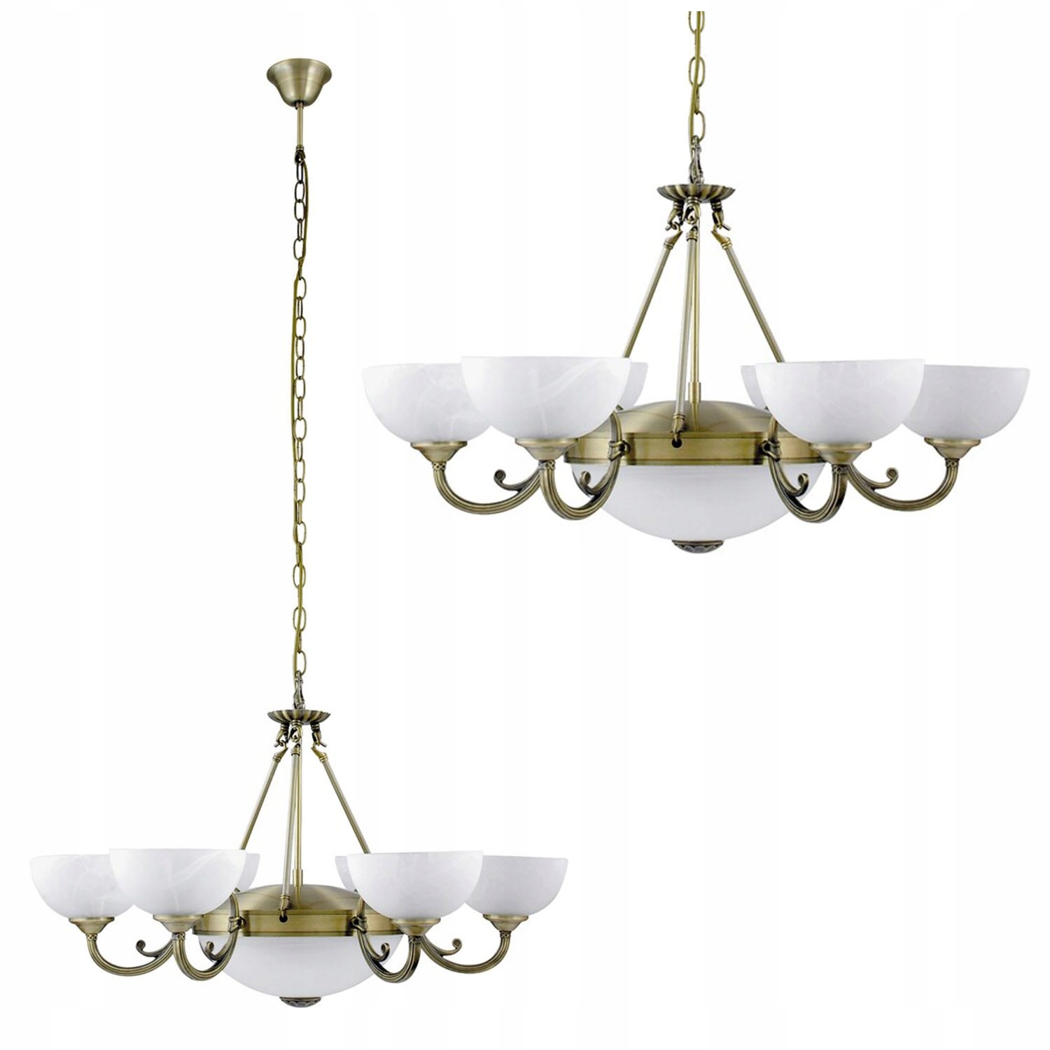 Závěsný lustr na řetězu s bílými skleněnými stínidly Marlene 8546 Rabalux