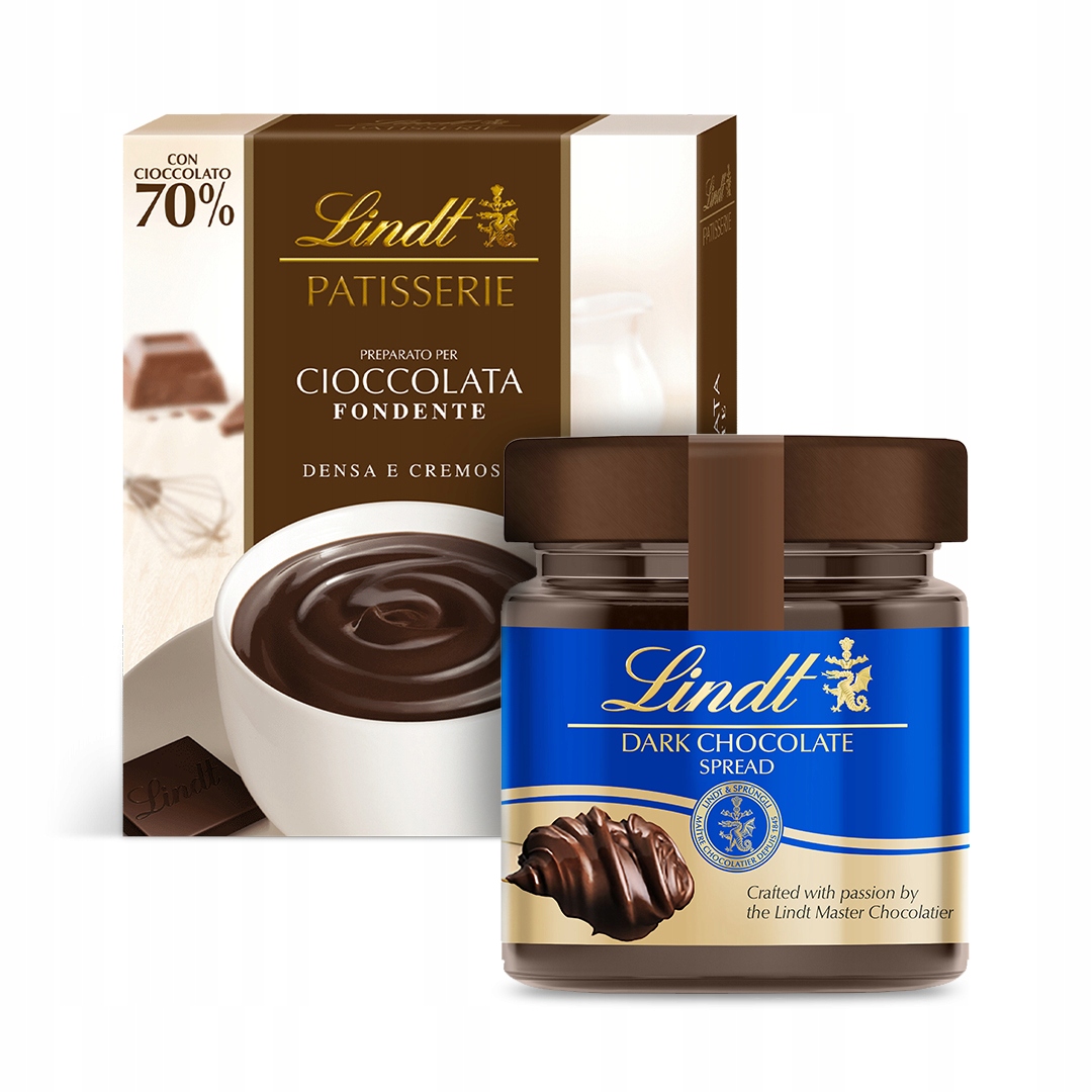 Zestaw Lindt gorąca czekolada do picia i gorzki krem do smarowania 300g