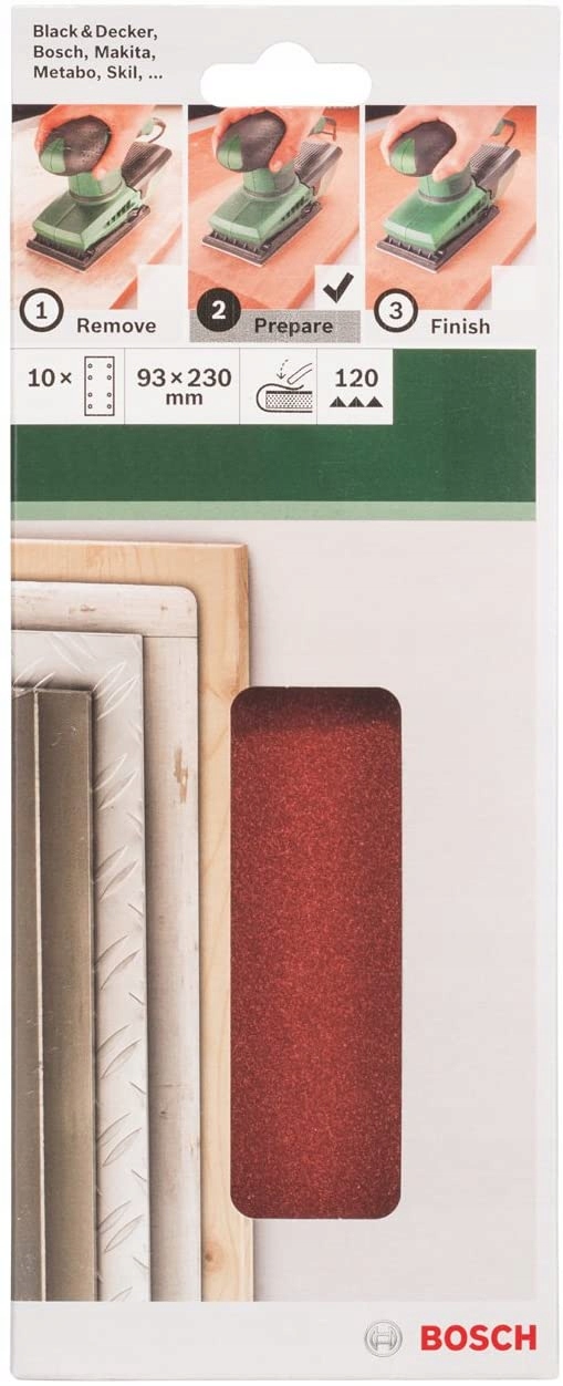 Bosch Papier ścierny 93x230mm P120 10 sztuk 2 609 256 A97