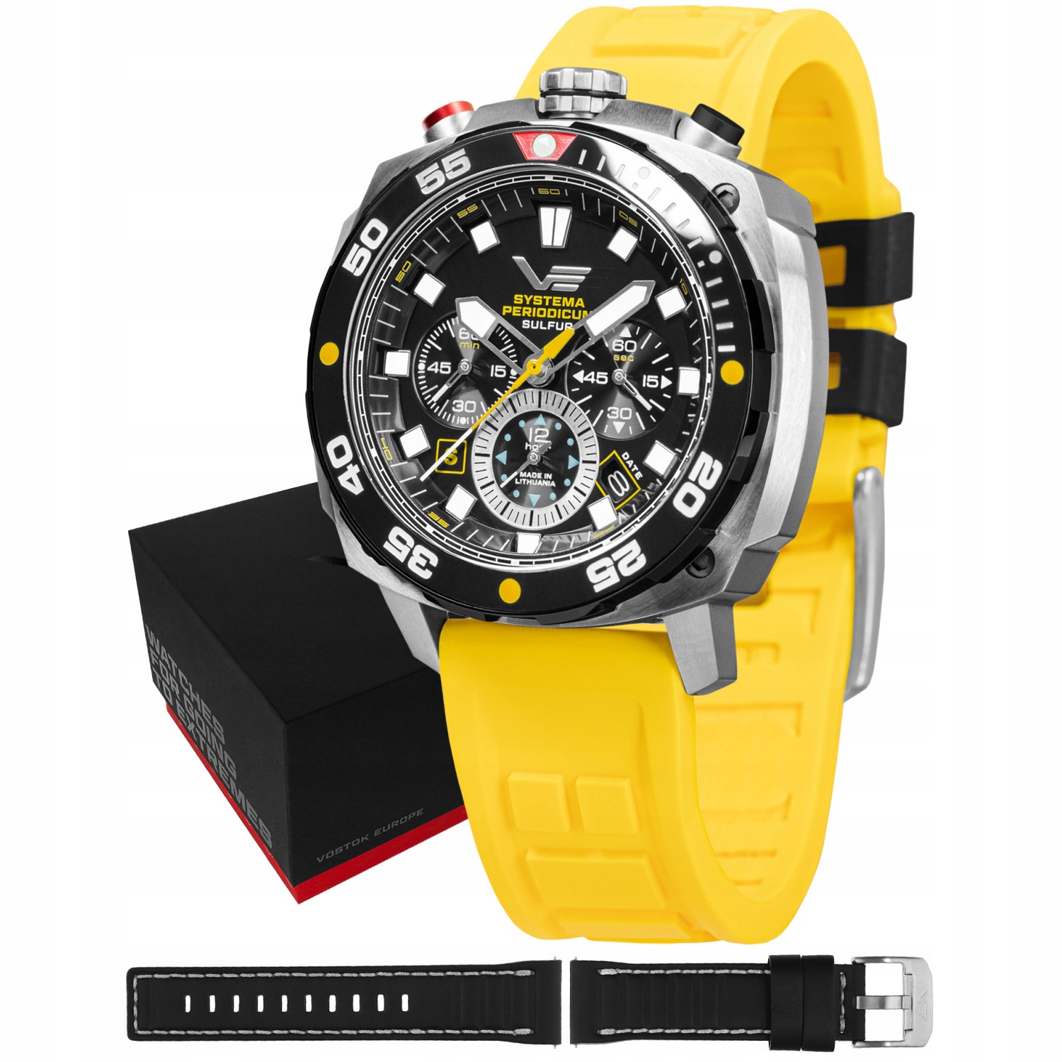 Pánské Hodinky Vostok Europe VK67-650E725S žlutý pásek