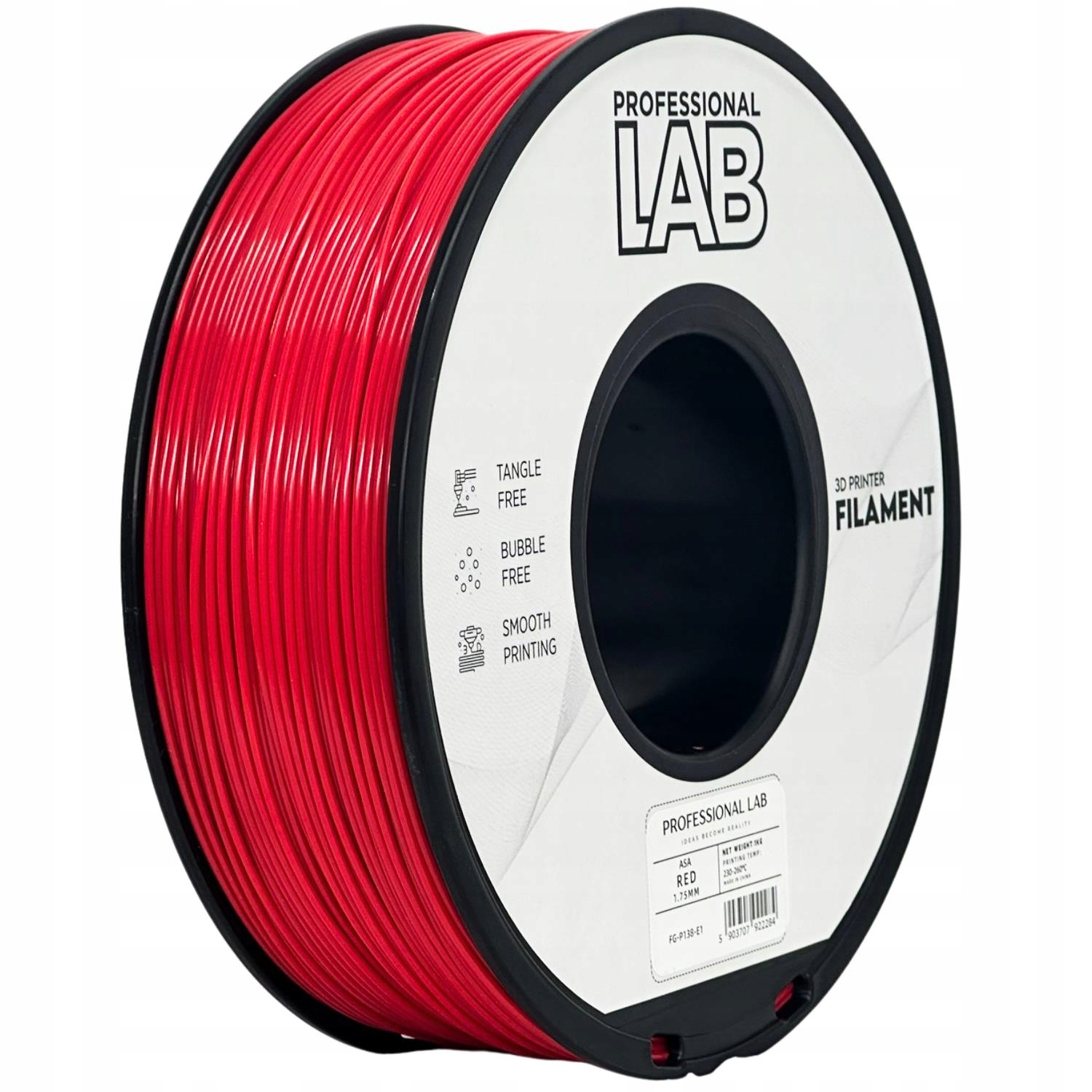 2 x Filament Prof. Lab Asa Red Czerwony Uv Odporny 1.75mm 1kg