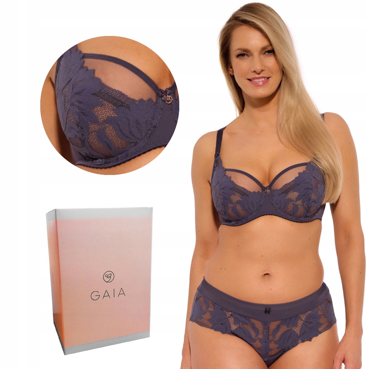 Podprsenka s krajkou Soft 1135 měkká grafitová 70D