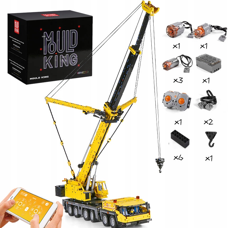 

Mould King Technical 17013 App Rc Żuraw Gmk żółty