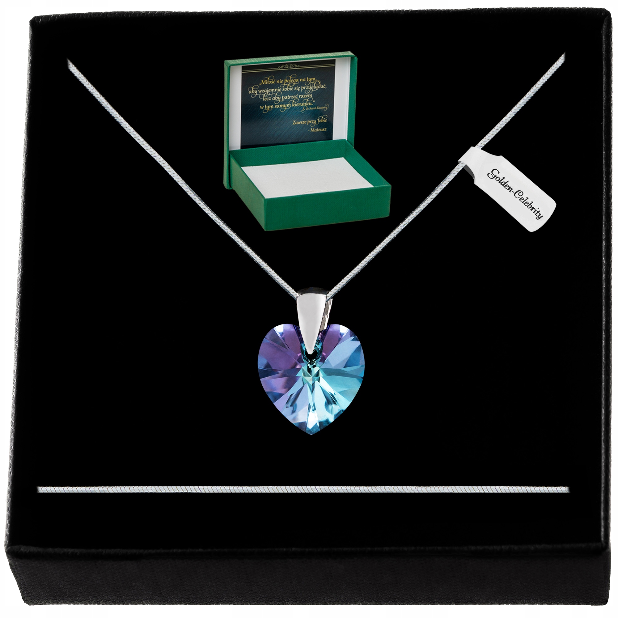 Stříbrný Náhrdelník Srdíčko Swarovski 925 Řetízek Přívěsek Pro Tetu