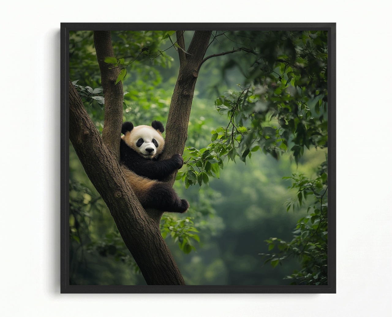 Obraz Rám American Box Zvíře Příroda Medvídek Panda Dřevo 50x50