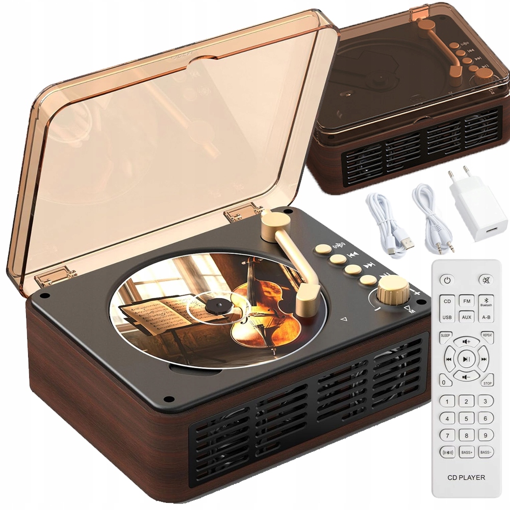 Přehrávač CD Retro Rádio Fm Přehrávač CD Stolní Bluetooth Reproduktor