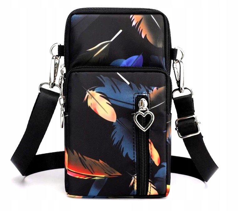 Torebka na telefon miejska czarna Etui PORTFEL KOPERTÓWKA 2W1 Mała damska Kolor czarny