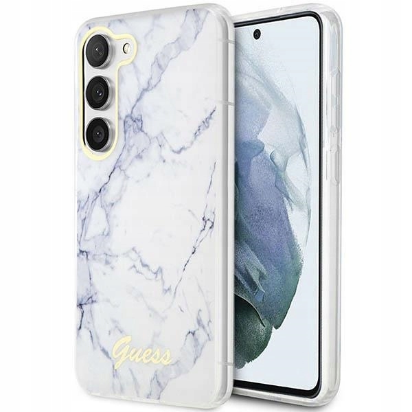 Pouzdro Guess GUHCS23SPCUMAH pro Samsung Galaxy S23, bílý/bílý hardcase Marble