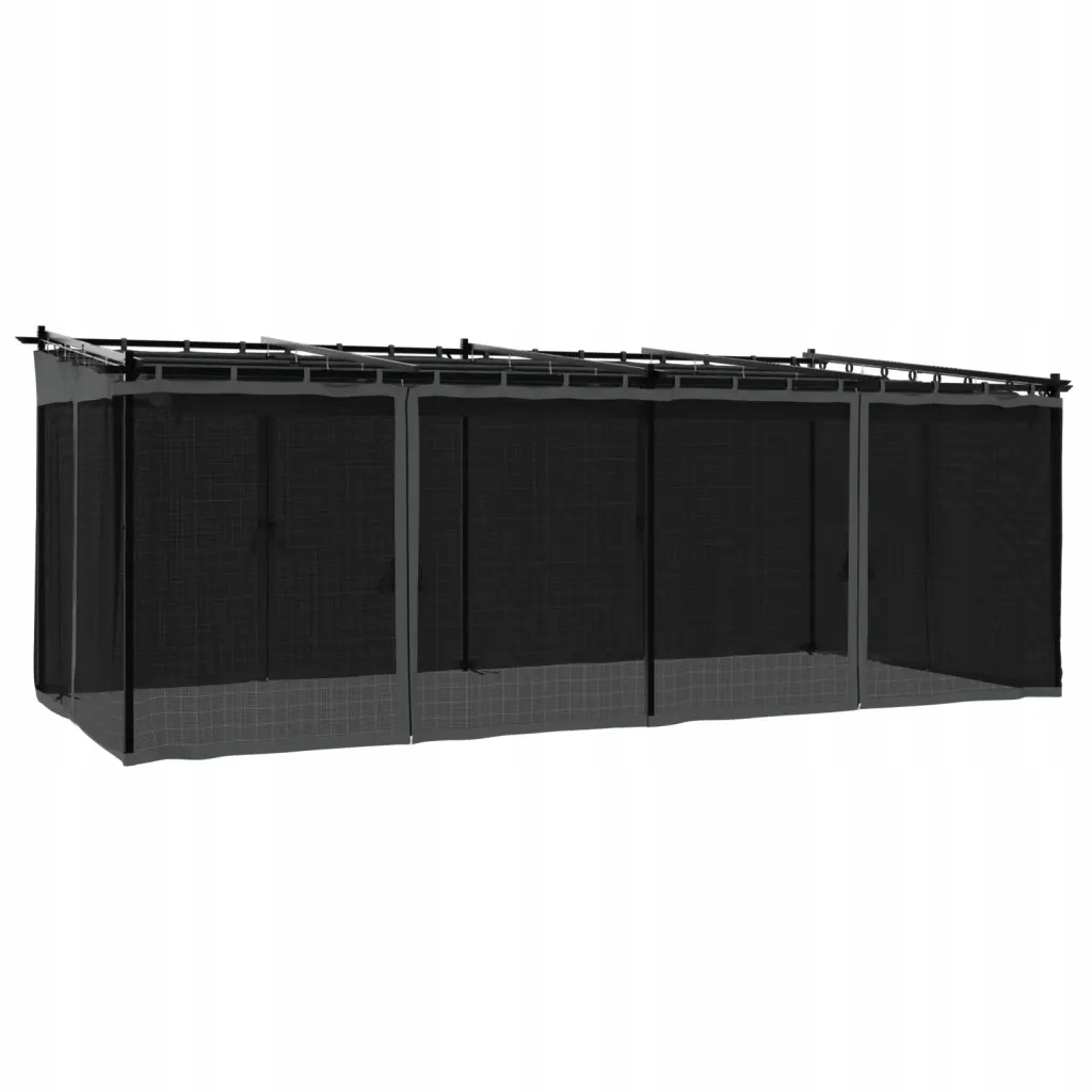Zahradní altán s posuvnou střechou a síťovanými stěnami, 598 x 297 x 230 cm