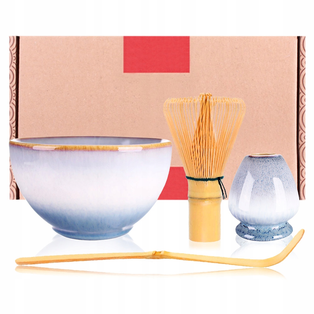 Zestaw prezentowy do herbaty matcha czarka miotełka podstawka łyżeczka