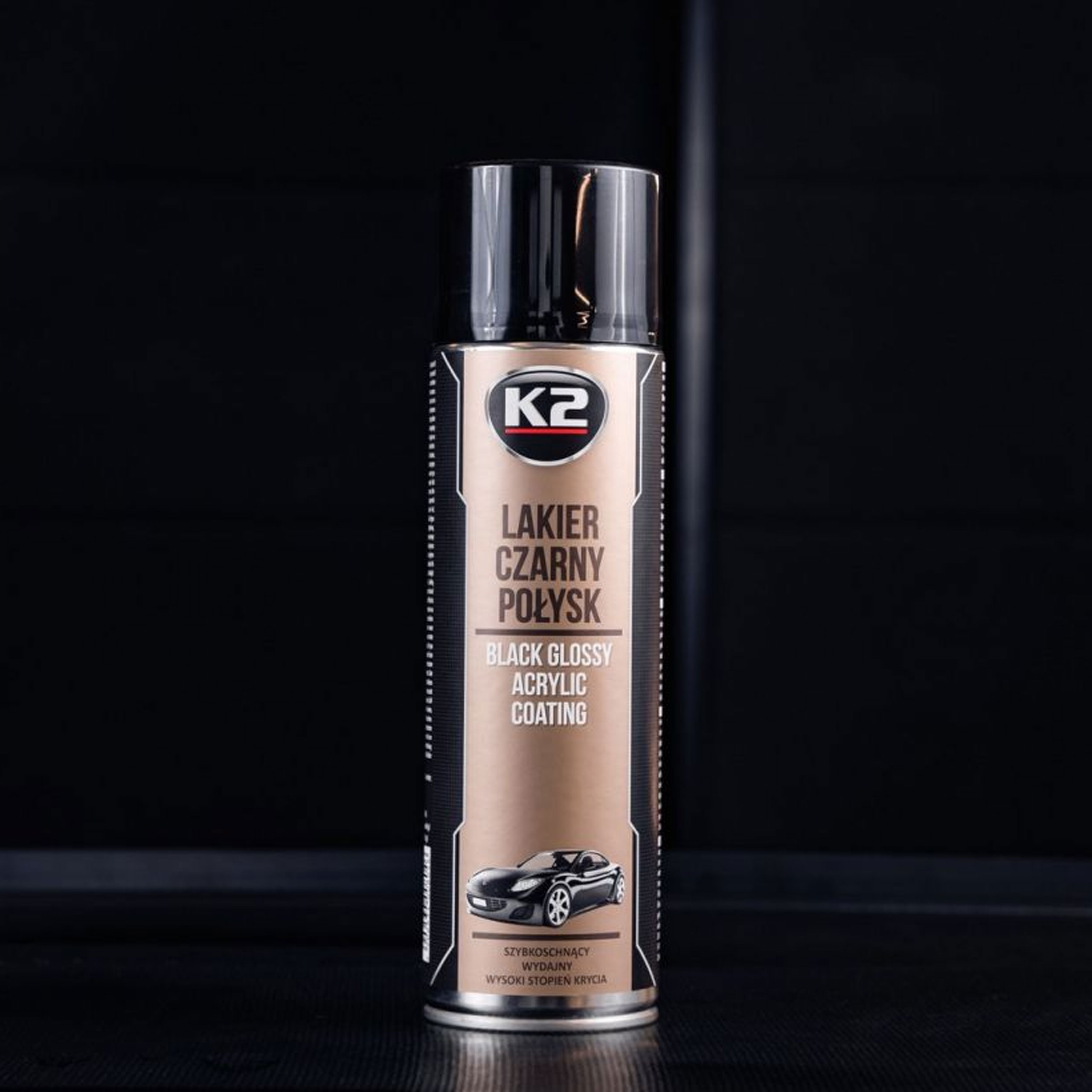 K2 LAKIER AKRYLOWY CZARNY POŁYSK 500 ML SPRAY Stan opakowania oryginalne