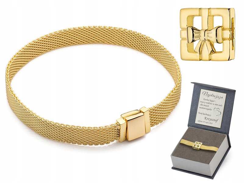 Postříbřený Zlatem Stříbrný Náramek Dámský Charms ryzost 925 Dárek Krabička